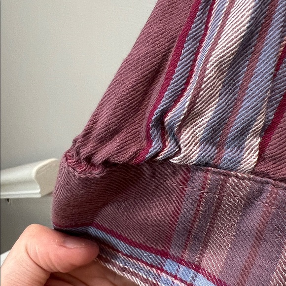 Lightweight Flannel Top - Wine/Burgundy, White, and Periwinkle/Purplish-Blue - Picture 11 of 17